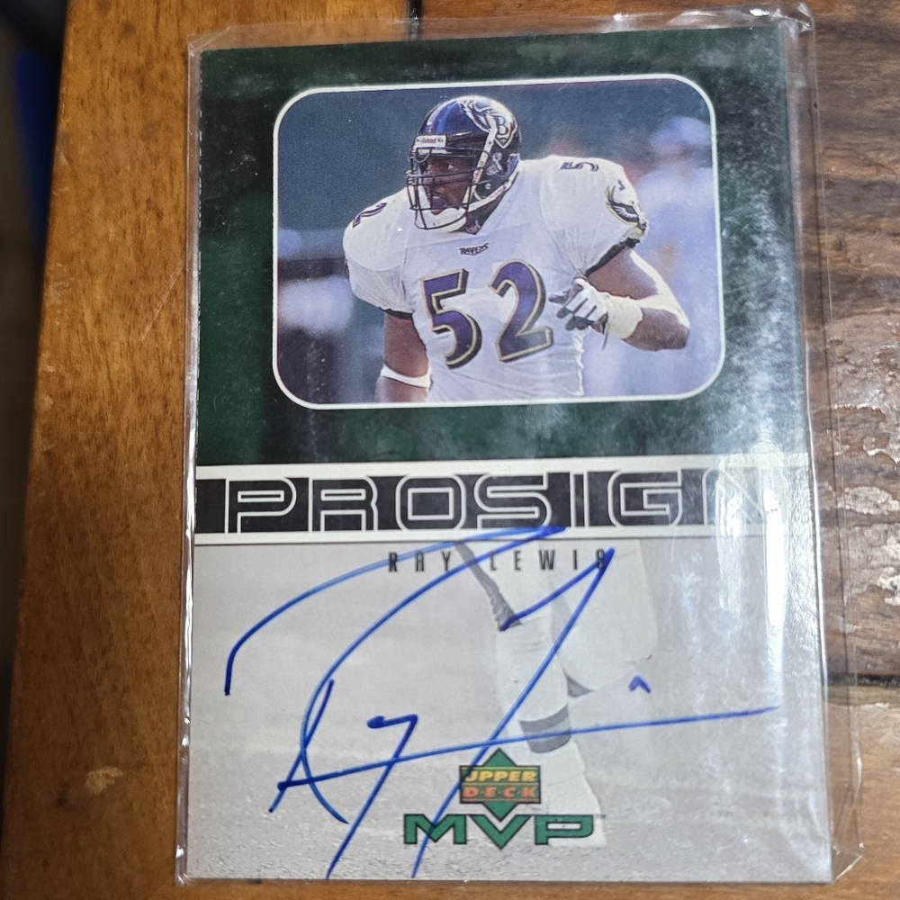 Ray Lewis Autographed ProSign MVP Football Card - Purple & White